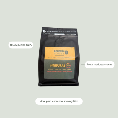 Café de especialidad de Honduras Finca Los Catadores: 87,75 puntos SCA, notas de fruta madura y cacao, ideal para espresso, moka y filtro