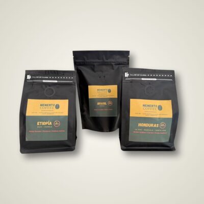 Pack Vibrante con tres cafés de especialidad de Honduras, Etiopía y Brasil - Memento Coffee