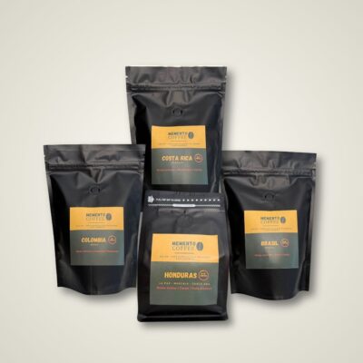 Pack de cuatro cafés de especialidad de origen latinoamericano. Café de Colombia, Costa Rica, Honduras y Brasil